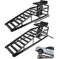 thumbnail image 1 of 2 Pack 11000 Lbs Hydraulic Car Ramps Heavy Duty Steel Low Profile Service Lift Ramps with Adjustable Height 9.3 In -14 In Black, 1 of 6