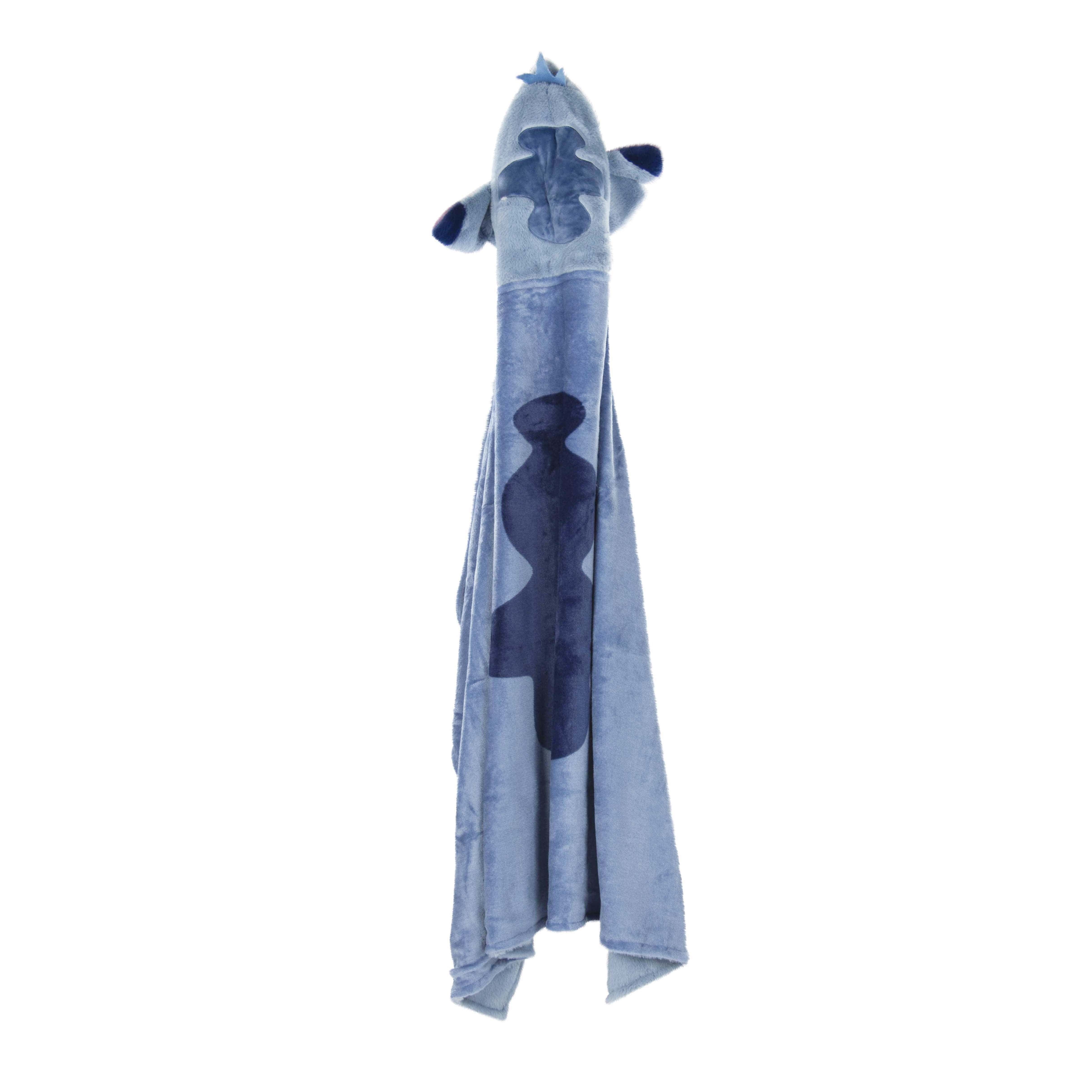 Stitch Kids Hooded Silk Touch Throw Blanket, Polyester Faux Fur, Blue, Disney, 54" x 40"