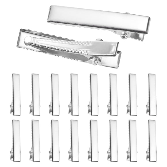 Uxcell 120Pcs Alligator Hair Clips, 32 x 6 mm Silver Metal Curls Clips for Hair, Bow Making, Hairdressing