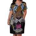 thumbnail image 3 of Vestido de verano con bolsillos sueltos y estampado de tigre de Bengala real para mujer. Vestidos de noche para mujer., 3 of 7