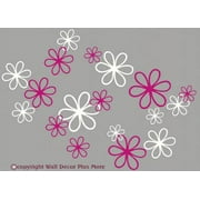 White Hot Pink Daisy Wall Stickers 16 Vinyl Decals for Home Decor