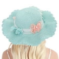 thumbnail image 5 of Sombrero de paja para mujer con circunferencia de 56-58 cm, sombrero de ala grande para playa, sombrero de protección solar con forma de mariposa y conjunto de bolsa de paja, 5 of 5