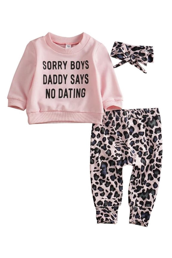 Baby Girls 3PCS T Shirt Pants Headband Clothing Sets 0-6 Months