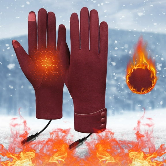 USB Heated Gloves for Men and Women, Rechargeable Battery Powered Winter Warm Gloves, Thermal Cycling Driving Outdoor Sports Gloves with Soft Fleece Lining, Windproof Touchscreen Compatible