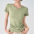 thumbnail image 2 of Women's Summer Short Sleeve V Neck Tank Top Cami Camisole Solid Color Casual Daily Wear Vacation Beach Outfits Fashion Essential Gift for Women | Aestivo,Green XL, 2 of 9
