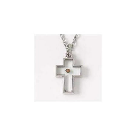 Necklace-Cross-Mustard Seed w/20 Chain-Rhodium Plated