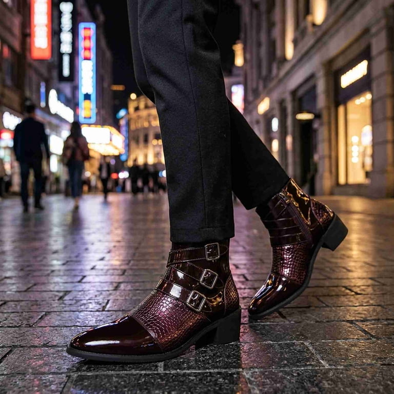mens patent leather dress boots Black Patent Chelsea Boot for Men