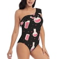 thumbnail image 3 of Sikiie Chemistry Tools 1 Print Women One Piece Swimsuits Tummy Control One Shoulder Bathing Suits Ruffle Swimwear, From S to XXL-Small, 3 of 6