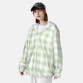 thumbnail image 4 of Picia Pistachio Green Checkboard Women's Men's UPF 50+ Sun Protection Hoodie Shirt Long Sleeve SPF Fishing Outdoor UV Hiking Lightweight Shirts-, 4 of 9