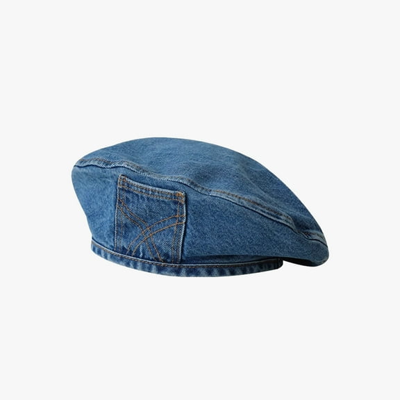 SikaFu Cowboy Beret For Women In Summer, Washed And Made Old Korean Style Retro Large Head With A Small Octagonal Bud Painter Hat