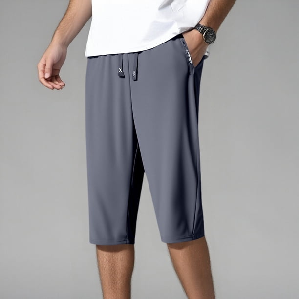 WILLBEST Pantalones Cortos para Hombre, de Seda de Hielo 3/4, de Verano, Ligeros, Holgados, Deportivos, Informales, de Talla Grande, Cómodos y Relajados.