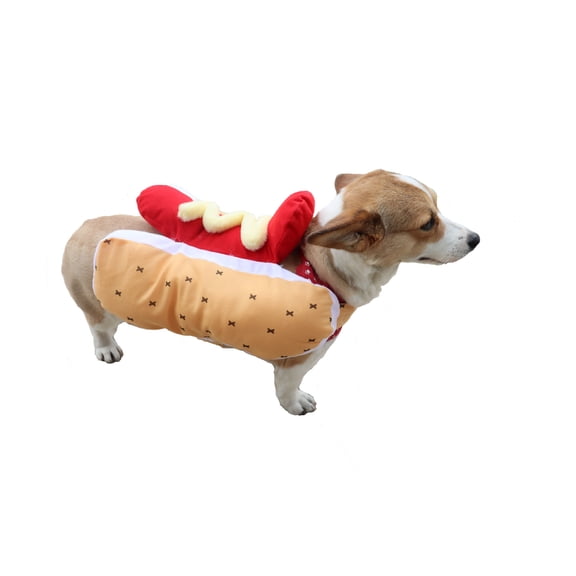 Dog Hot Dog Costume, Adjustable Straps Comfortable Lightweight Pet Halloween Outfit, Funny Wiener Costume for Party Dress Up Photo Prop
