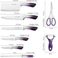 thumbnail image 7 of Peniguingy Kitchen Knife Set, 9-Piece Professional Kitchen Knives Set with Acrylic Block, Sharp Stainless Steel Chef Knife Set with Sharpener for Kitchen Cutting Kitchen, Presents for Women (Purple), 7 of 7
