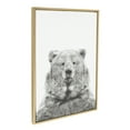 thumbnail image 2 of Kate and Laurel Sylvie Bear Animal Print Black and White Portrait Framed Canvas Wall Art by Simon Te Tai, 23x33 Gold, 2 of 5