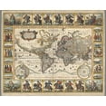 thumbnail image 2 of Visscher, Claes Janszoon 31x26 Gold Ornate Wood Framed with Double Matting Museum Art Print Titled - Nova Totius Terrarum Orbis Tabula, 1652, 2 of 4