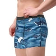 thumbnail image 2 of Sikiie Sharks on White Blue Striped Print Men's Boxer Briefs, Elastic Waistband Boxer Briefs Leggings-Large, 2 of 5