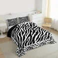 thumbnail image 3 of Feelyou Modern Zebra Print Full Size Comforter Sets for Teen, Black White Bowknot Bedding Comforter Set, Fashion Cheetah Leopard Reversible Bedding Sets, Ultra Soft Bedroom Decor, 3pcs, 3 of 8