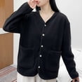 thumbnail image 6 of HAiming Women Plush Coats Fleece Long Sleeve V Neck Casual Solid Color Jackets Fall Winter Trendy Outwear Clothes, 6 of 6