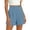 Blue #002, variant on Women's Linen Shorts Summer Button Elastic Waist Bermuda Shorts with Pockets Summer Cotton Linen Lounge Baggy Short, L