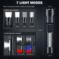 thumbnail image 5 of Flashlight High Lumens Rechargeable 2 Pack, 980000 Lumen Super Bright Led Flashlights with 7 Light Modes, IPX6 Waterproof, Powerful Handheld Flash Light for Camping Home Emergencies, 5 of 8