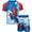 Blue / red, variant on Marvel Avengers Iron Man Thor Captain America UPF 50  Rash Guard Swim Trunks Outfit Set Toddler to Big Kid