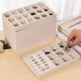 thumbnail image 3 of Velvet Jewelry Tray Storage Drawer Small Stackable Beige Jewelry Boxes and Packaging Suitable for Ring Earrings Simple Practical style3, 3 of 6