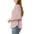 thumbnail image 4 of INSPIRE CHIC Women's Button Up Shirt Turn Down Collar Long Sleeve Buttons Cuff Top Blouse Pink L, 4 of 6