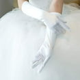 thumbnail image 3 of Women Elegant Elbow Length 15" Satin Gloves (White), 3 of 3