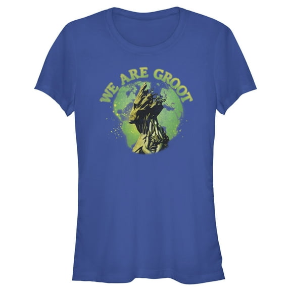Junior's Marvel We Are Groot Side Profile  Graphic Tee Royal Blue Small