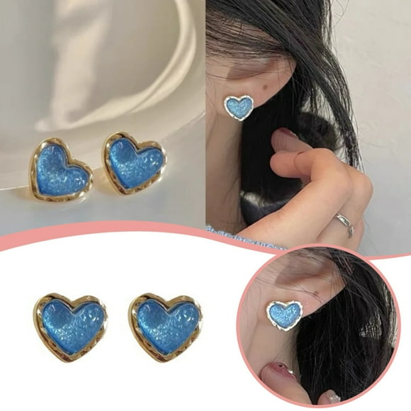 Hearth & Gear Silver Needle Earrings Dongdaemun Small Heart Shaped Earrings Internet Same Earrings Clip on Pearl Earrings Thin Hoop Earrings for Women Thick Earrings Earrings Preppy Thin Earrings Clip
