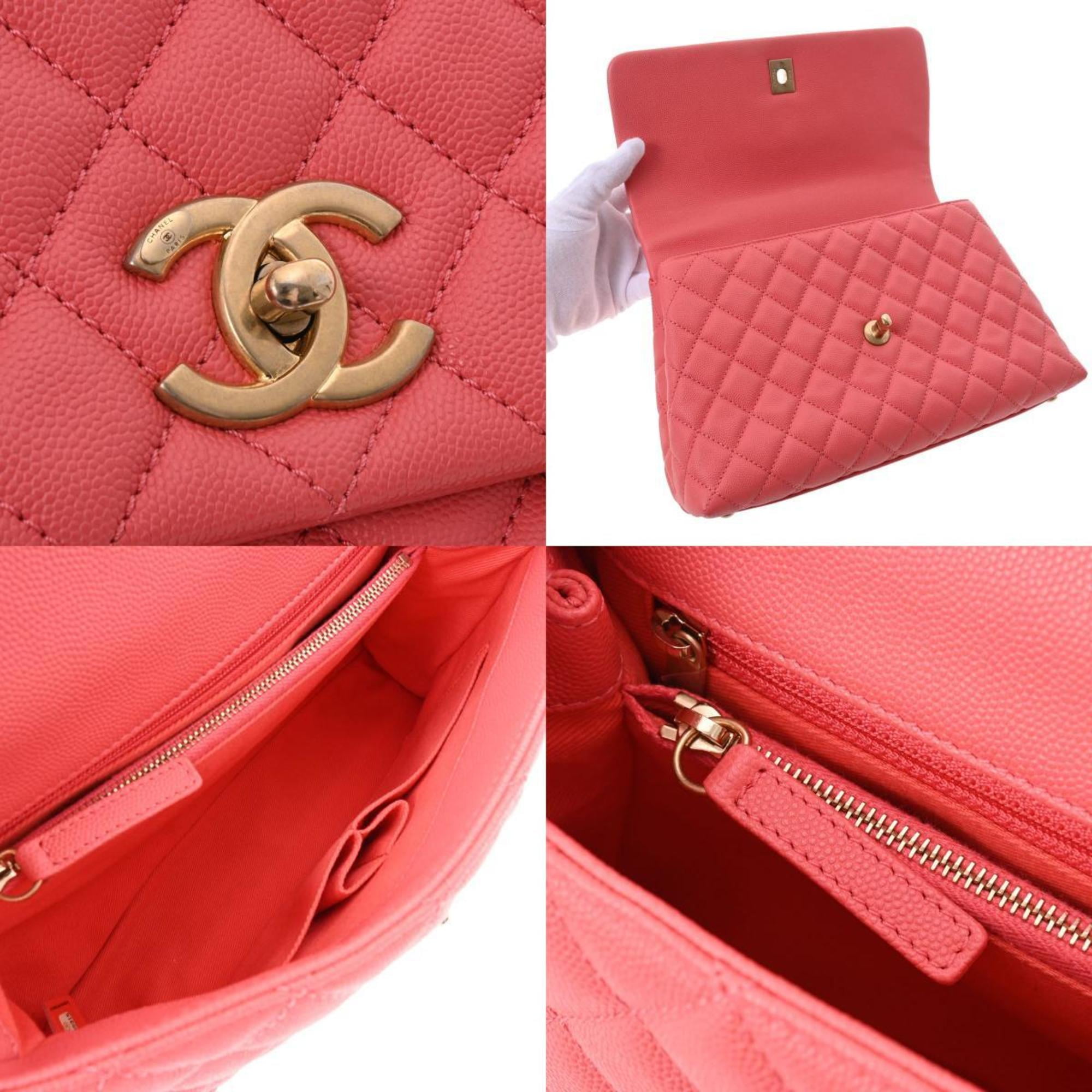 used Pre-owned Chanel Chanel Matelasse Coco Handle 28 Pink A92991 Ladies Caviar Skin Bag (Good), Adult Unisex, Size: (HxWxD): 19cm x 29cm x 11cm /