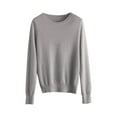 thumbnail image 5 of Womens Sweaters Crew Neck Long Sleeve Tops Knit Soft Pullover Sweaters Cozy Dressy Casual Shirts Fashion Clothing Light Gray XL, 5 of 9