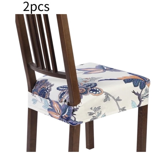OFEFE 2pcs Stretch Dining Chair Seat Covers, Soft Removable Washable Seat Covers for Dining Chairs, Dining Room Seat Cover Slipcover Protector (Rear-Covered, Purple Flower)