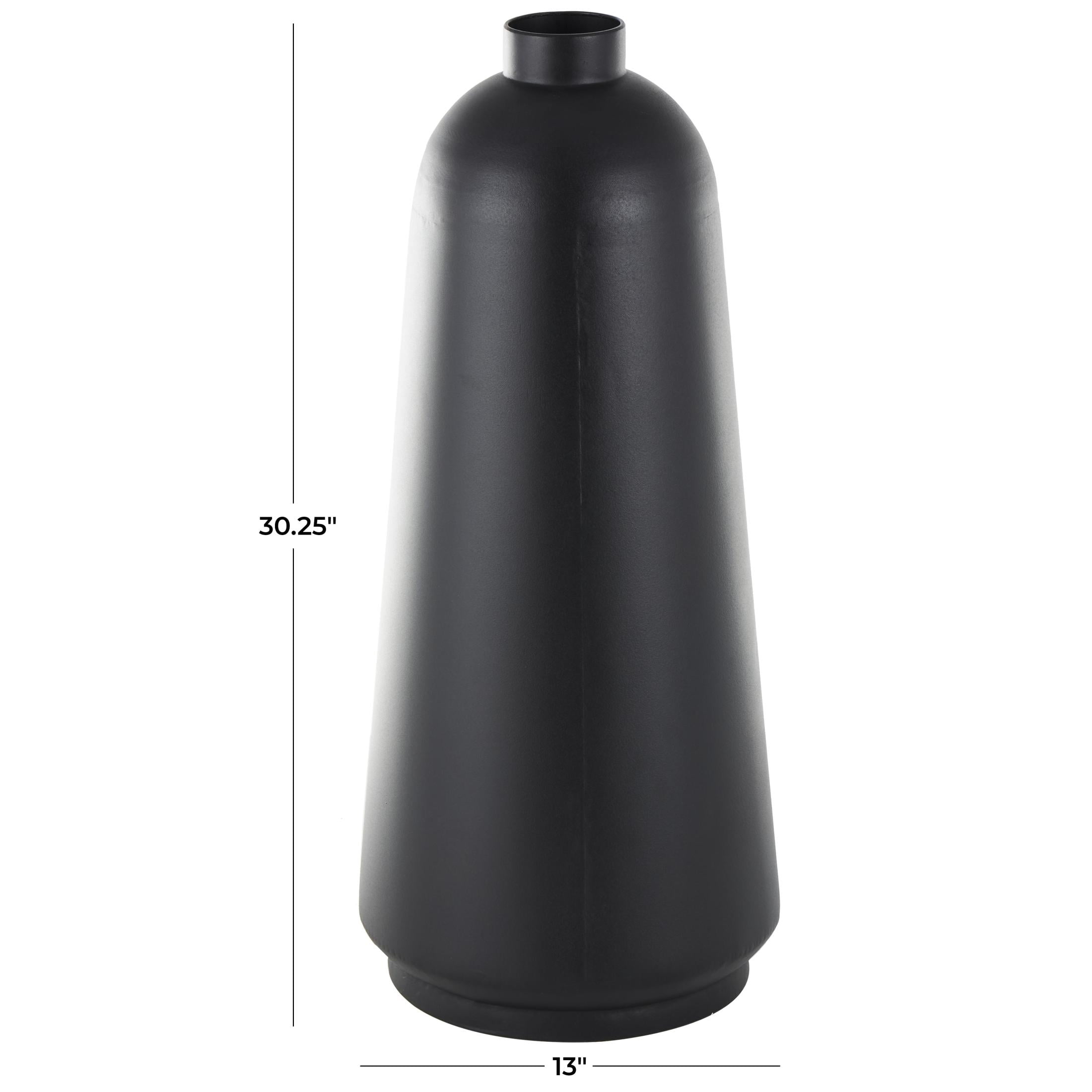 DecMode 30" Black Metal Vase with Narrow Opening