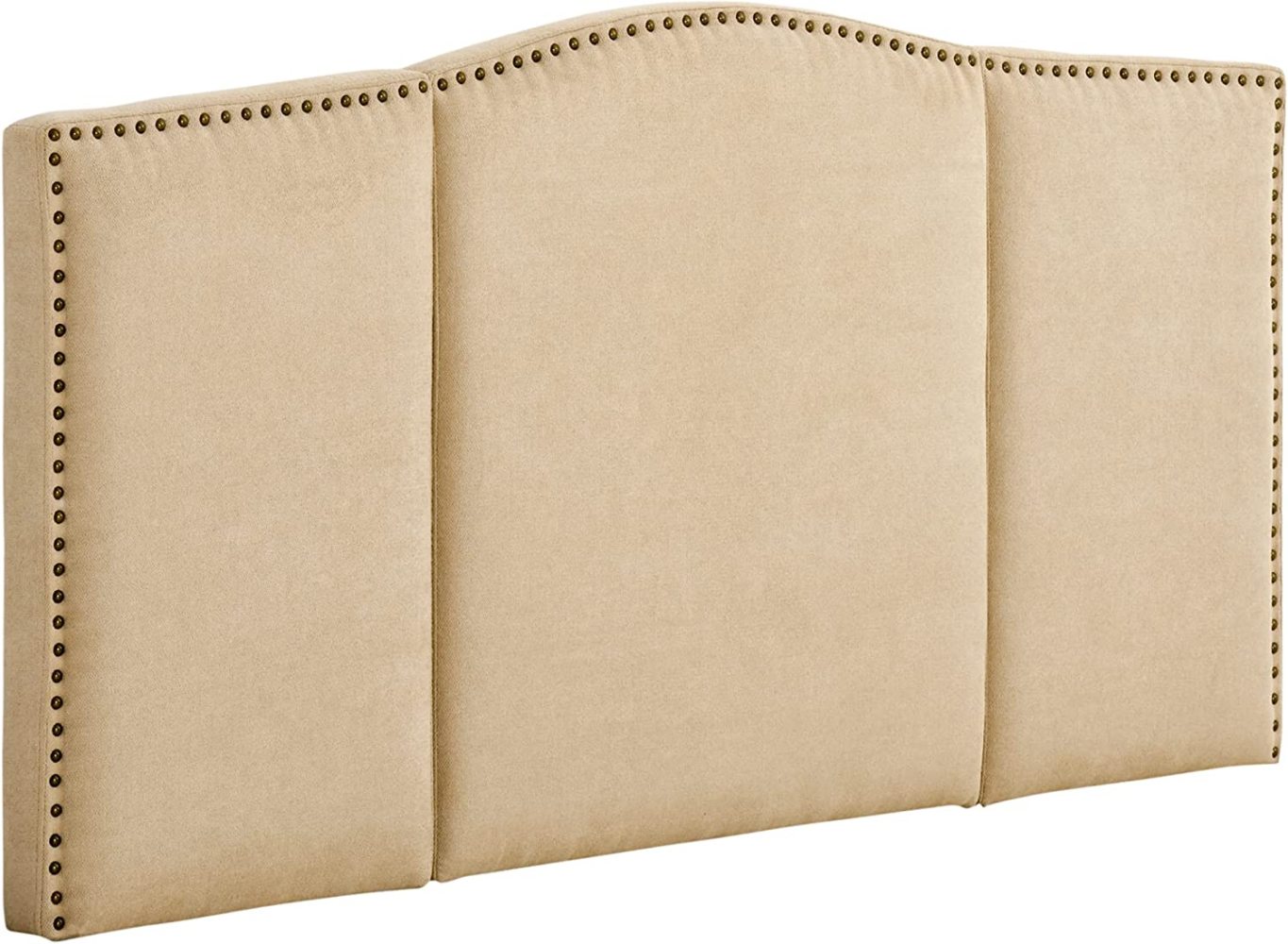 LueInJoy Upholstered Nailhead Trim Headboard Home Bedroom Decoration for Full and Queen-Sized Beds Beige - image 1 of 3