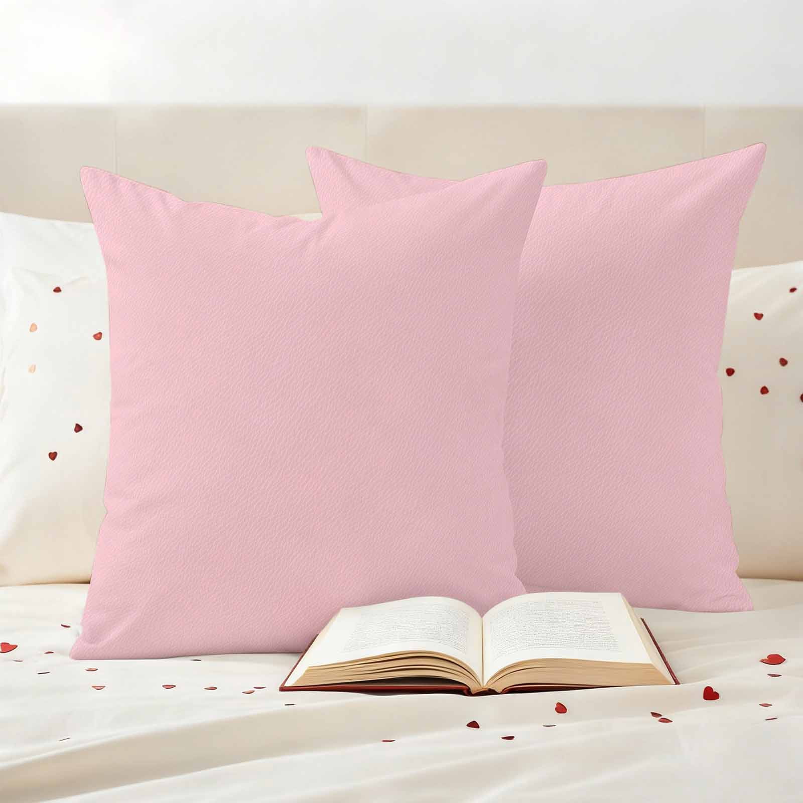 Solid Pink Outdoor Waterproof Pillow Covers, Romantic Minimalism Abstract Denim Texture Decorative Square Throw Pillowcase Sofa Cushion Sham for Patio/Couch/Chair, 20"x20" 2 Pack