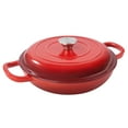 thumbnail image 3 of Hawsaiy 3 Quart Enameled Shallow Cast Iron Dutch Oven with Lid, Dual Handles Dutch Pots for Cooking, Stewing, Heavy-Duty & Nonstick, Oven Safe up to 500° F, Works on All Stovetops,Red, 3 of 11