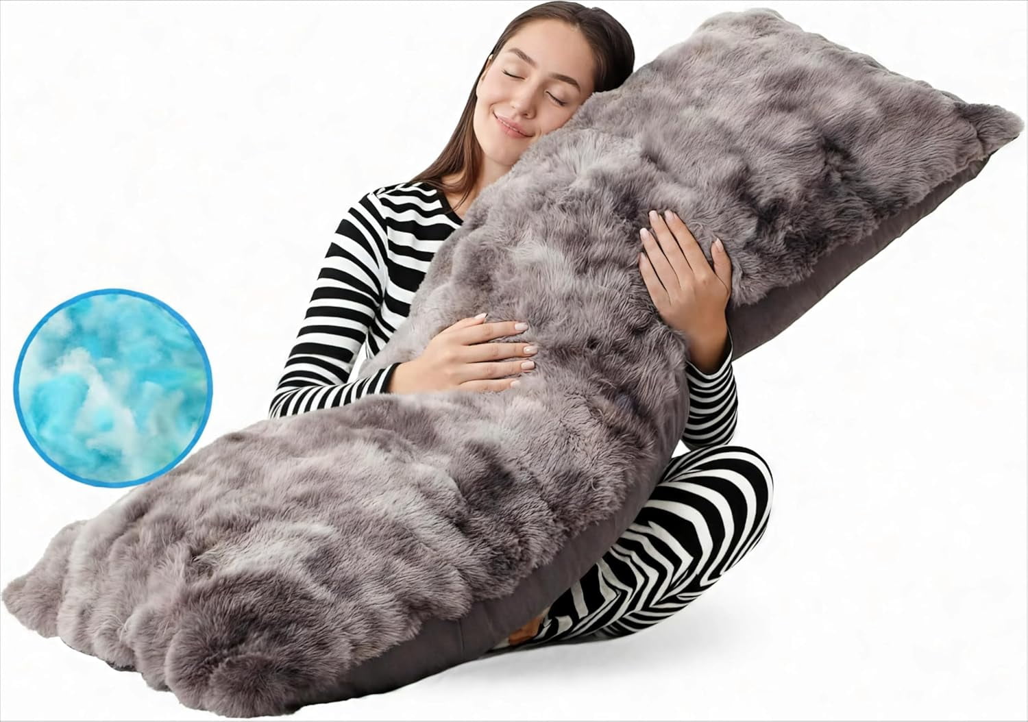 ANHXN Fluffy Bubble Body Pillow –Plush Body Pillow for Sleeping & Lounging, Dual-Sided Soft Cover with Adjustable Memory Foam Filling,