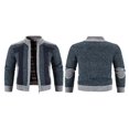 thumbnail image 4 of Cardigan pour Hommes, Cardigan à Fermeture Éclair, Manches Longues, Col Montant, Couleur Contrastée, 4 of 5