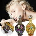 thumbnail image 3 of Vintage Flower Glass Perfume Bottle, Empty Refillable Painted Enameled Decorative Crystal Perfume Holder Container Scent Bottle(12ML), 3 of 5