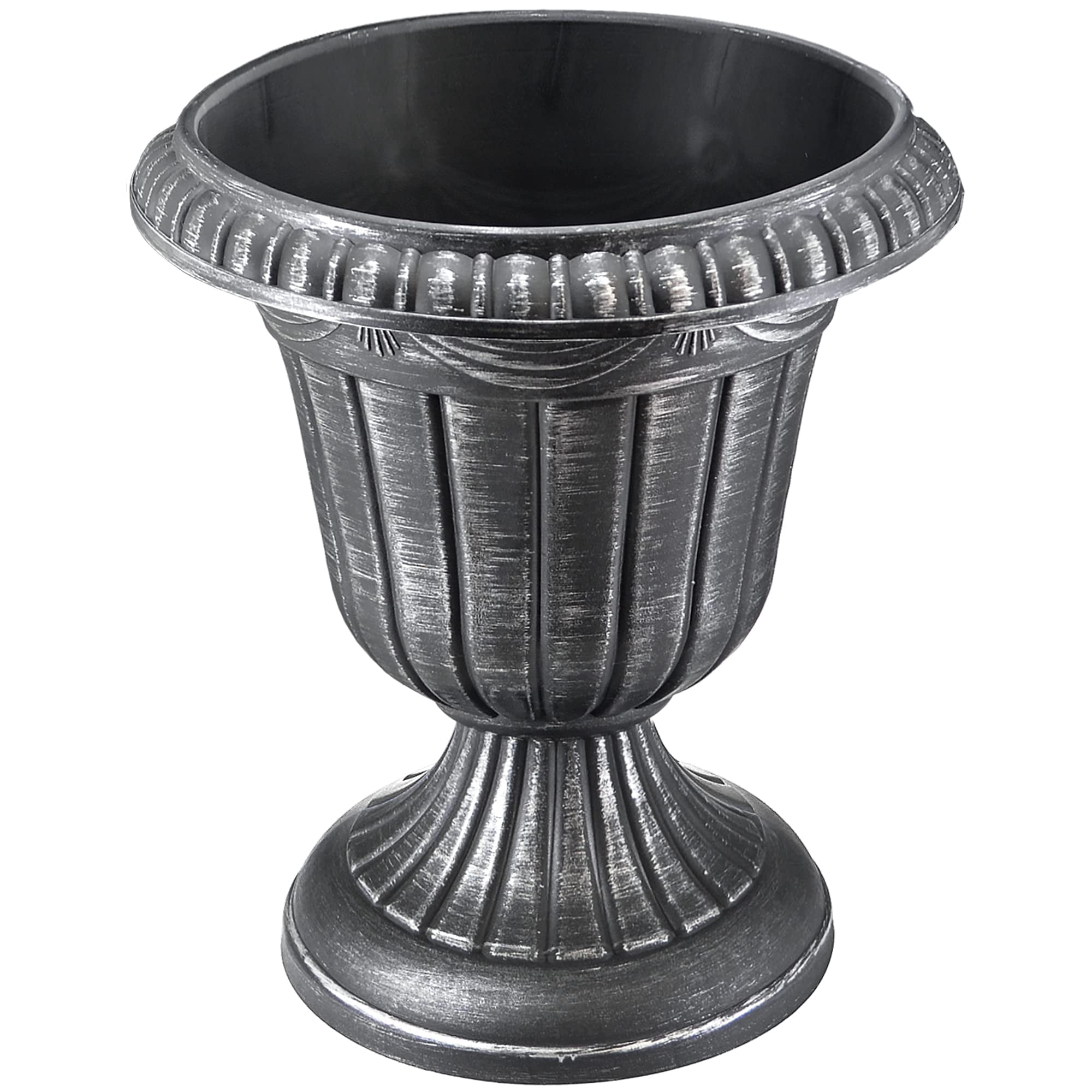 Classic Traditional Plastic Urn Planter Indoor Outdoor Garden Decor Flower Pot Vase 10x12 Black