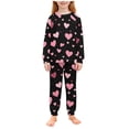 thumbnail image 4 of TaTaai Children's Heart Print Lapel Loungewear Set, Soft Top and Lounge Pants, Cozy Valentine Wear Gift, 4 of 7