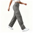 thumbnail image 3 of Pantalones Cargo Mujer Pierna Ancha Elástico Talle Alto Ligero Pantalones De Senderismo Casual Holgado Moda Ropa De Calle Y2k Trajes, 3 of 7