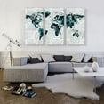 thumbnail image 2 of ARTCANVAS Green Gray Black World Map Canvas Art Print - Size: 60" x 40" (0.75" Deep) (3-Piece), 2 of 9