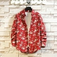 thumbnail image 1 of Blusa y camisa de manga larga con cuello vuelto para hombre, blusa informal de gran tamaño con solapa y botones, estampada, de poliéster, 1 of 4