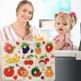 thumbnail image 1 of Kids Wooden Peg Puzzles Set With Alphabet Numbers Fruits Animals And Vehicles, 1 of 9