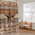 thumbnail image 4 of Country Stars Shower Curtain, Vintage Brown Wood Grain Bless Our Home Farm Waterproof Shower Curtain Set with 12 Hooks Lightweight Bath Curtains Fabric Bathroom Decor 72x72 Inches, 4 of 9