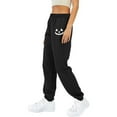 thumbnail image 5 of Comfy Cotton Sweatpants Fleece Lined Halloween Casual Joggers Pants with Pockets Womens Midweight Sports Wear (L, Black 02), 5 of 6