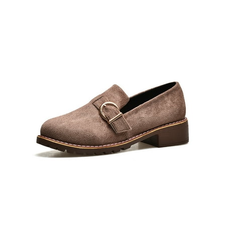 

Daeful Ladies Slip Resistant Block Casual Shoes Dating Lightweight Boat Shoe Office British Brown 6.5