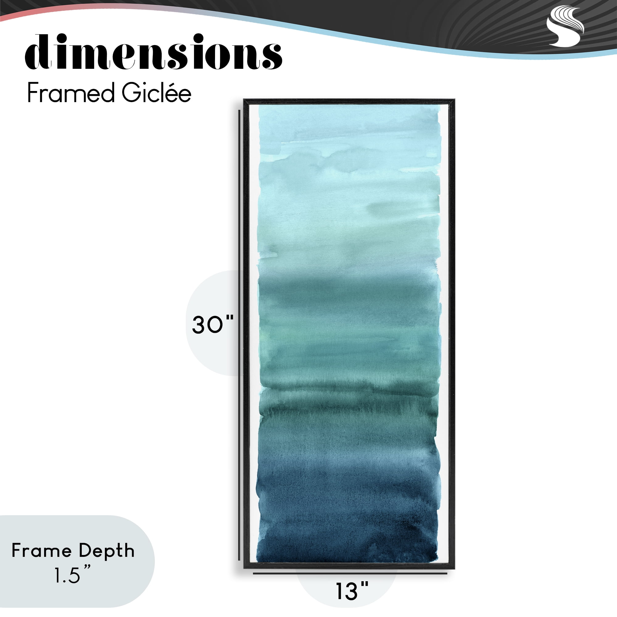 Stupell Industries Cerulean Blend Gradient Black Framed Giclee Art, design by Allie Corbin